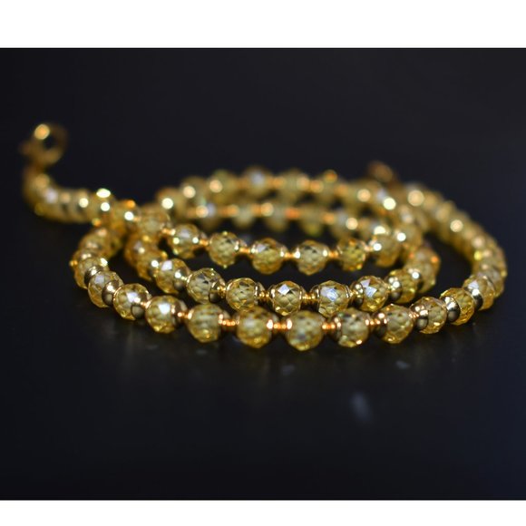 Faceted citrine necklace gold, tiny gemstone crystal bead choker - Picture 1 of 11